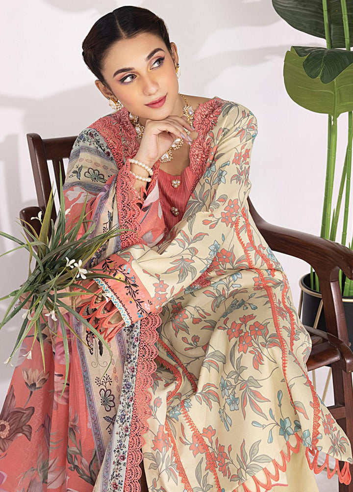 Rang Rasiya Printed Lawn Suits Unstitched 3 Piece RR23SB D-05 Sand - Summer Collection