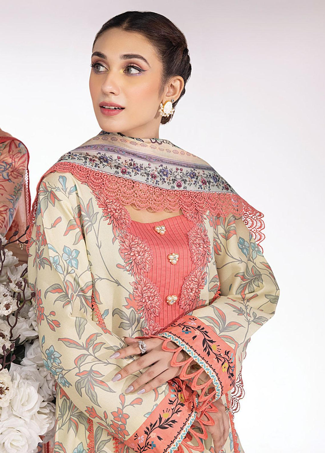 Rang Rasiya Printed Lawn Suits Unstitched 3 Piece RR23SB D-05 Sand - Summer Collection