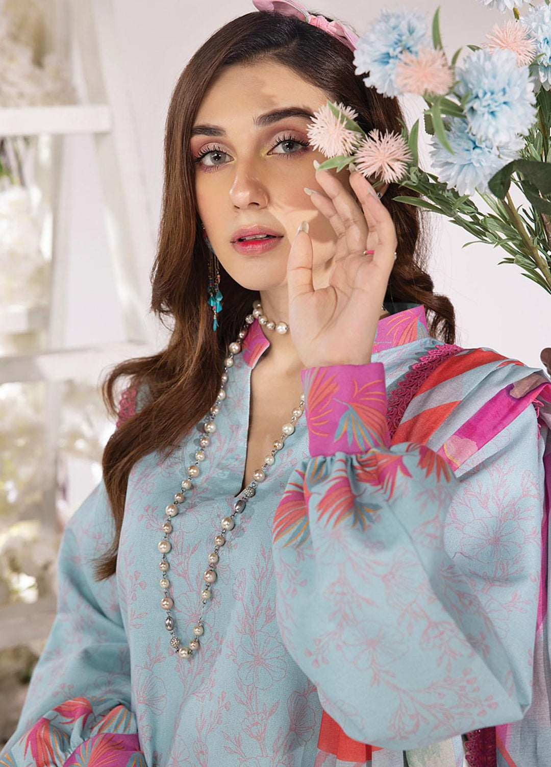 Rang Rasiya Printed Lawn Suits Unstitched 3 Piece RR23SB D-07 Aquamarine - Summer Collection