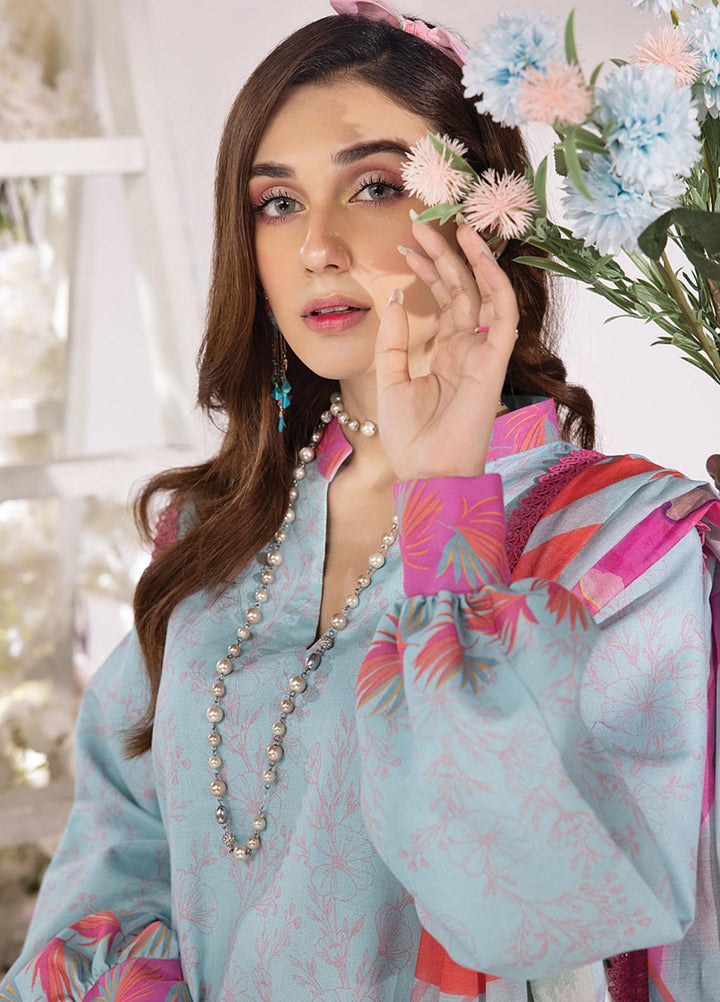 Rang Rasiya Printed Lawn Suits Unstitched 3 Piece RR23SB D-07 Aquamarine - Summer Collection