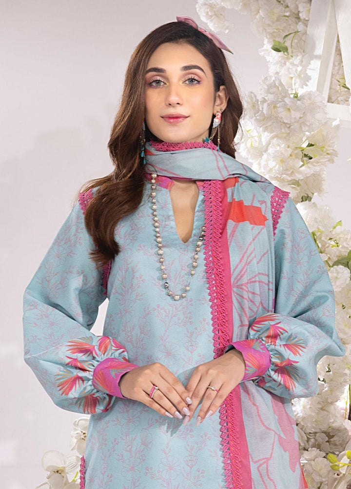 Rang Rasiya Printed Lawn Suits Unstitched 3 Piece RR23SB D-07 Aquamarine - Summer Collection