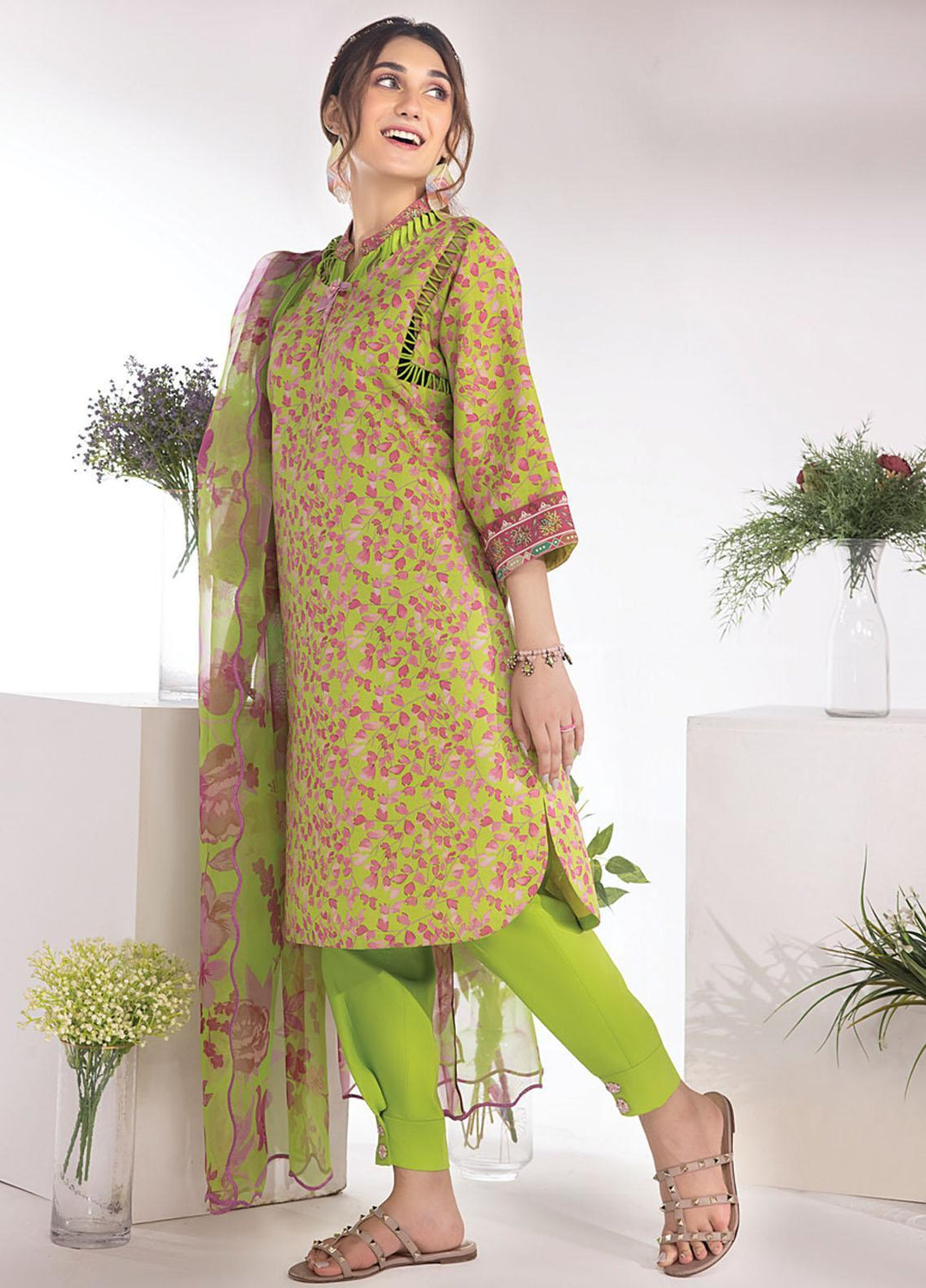 Rang Rasiya Printed Lawn Suits Unstitched 3 Piece RR23SB D-11 Kelly - Summer Collection