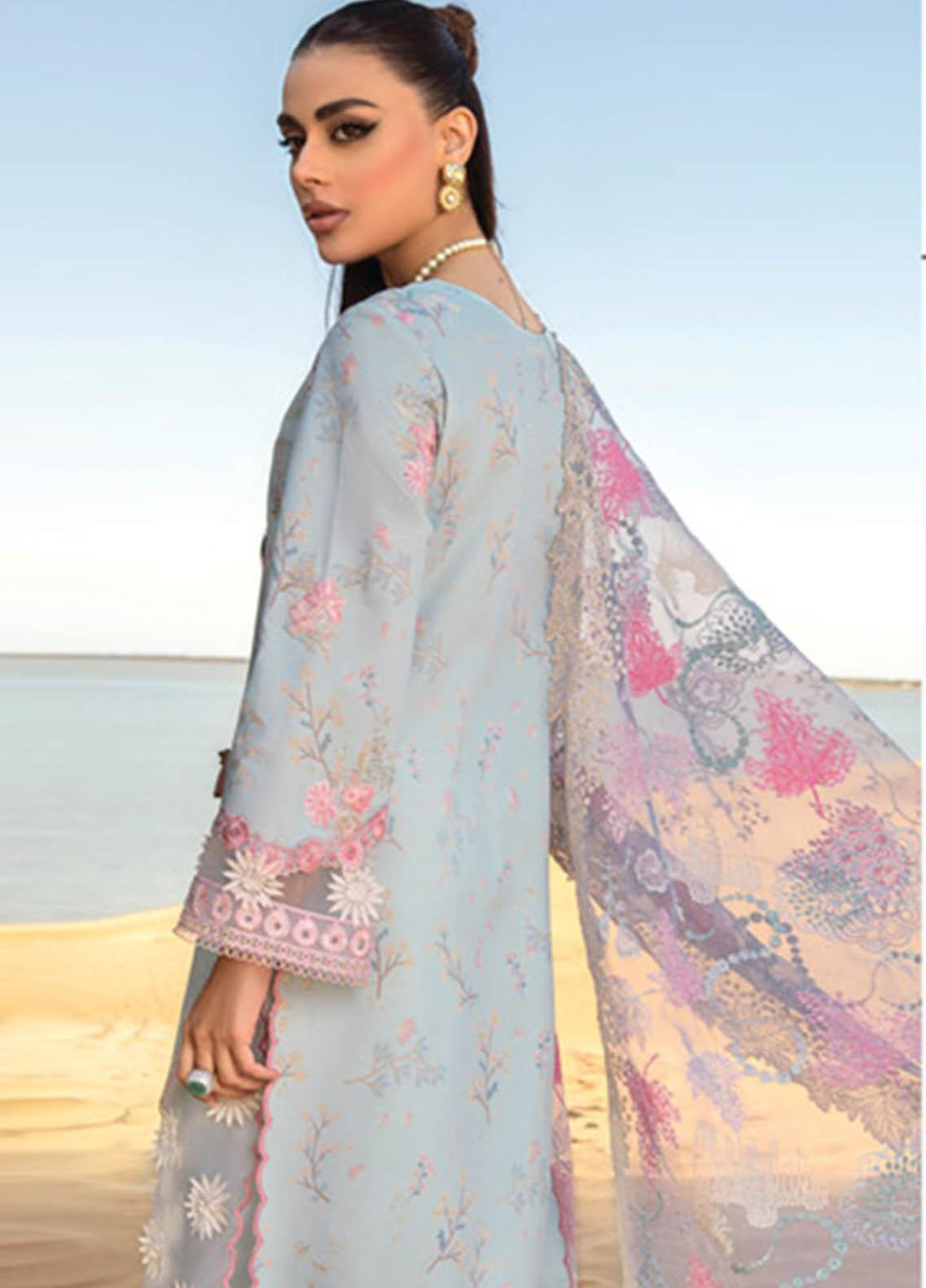 Rang Rasiya Embroidered Lawn Suits Unstitched 3 Piece RR23SP 07 Ocean - Premium Collection