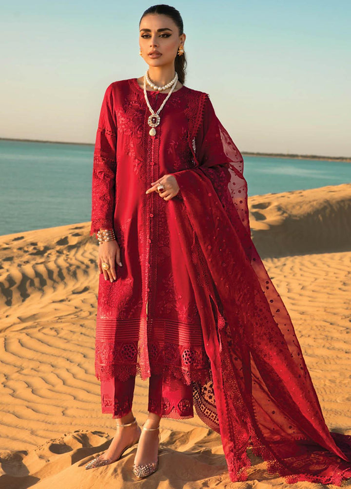 Rang Rasiya Embroidered Lawn Suits Unstitched 3 Piece RR23SP 09 Scarlet - Premium Collection