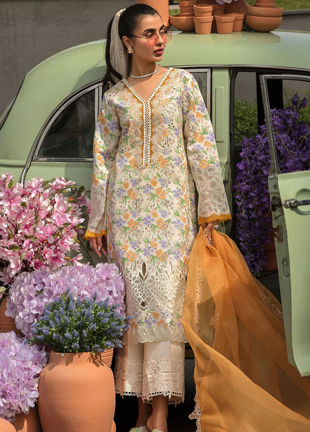 Rang Rasiya Embroidered Lawn Suits Unstitched 3 Piece RR23C Lara - Festive Collection