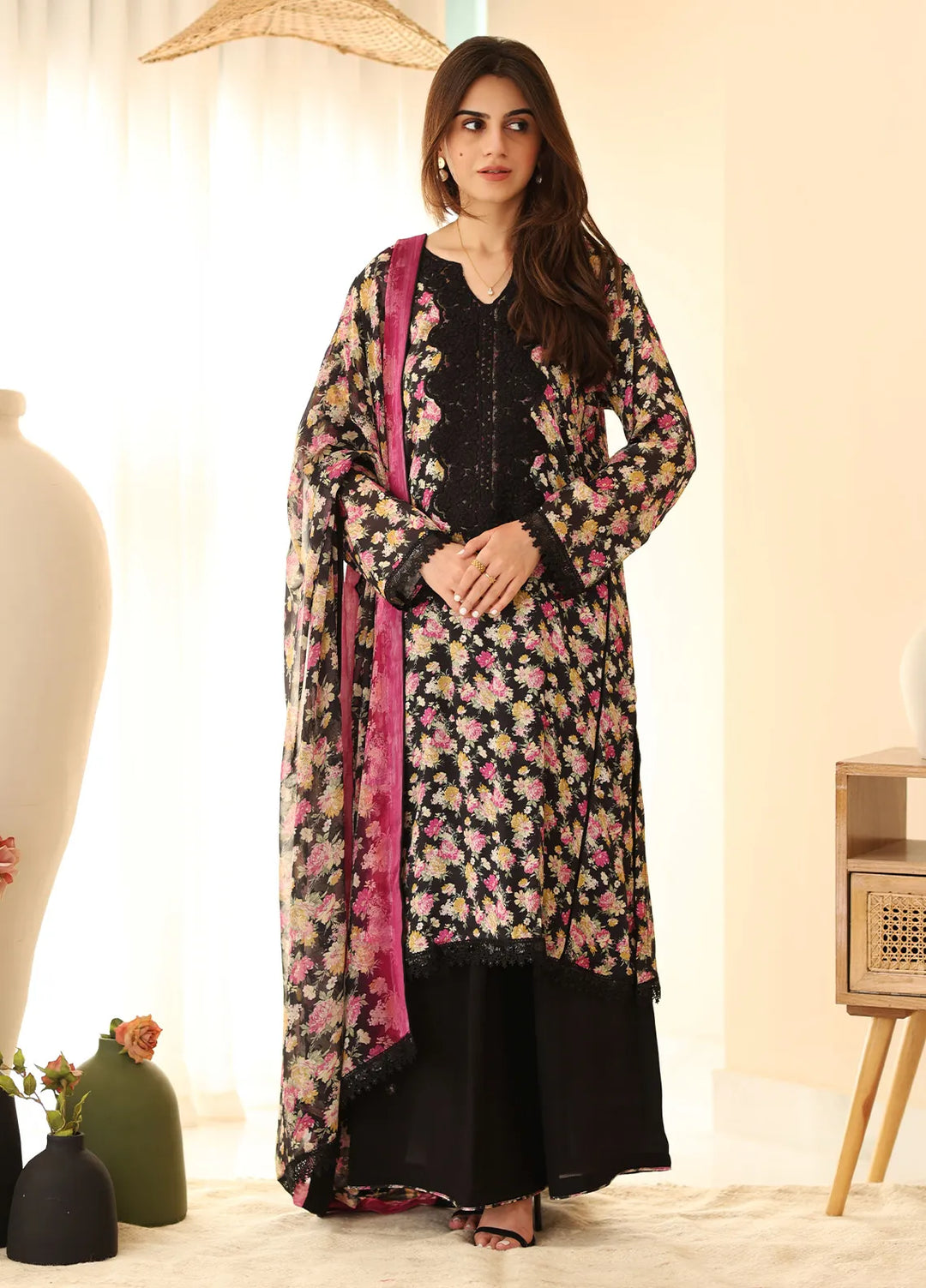 Rangeen Luxury Printed Raw Silk Suit Unstitched 3 Piece RG24F Angeli Frost - Formal Collection