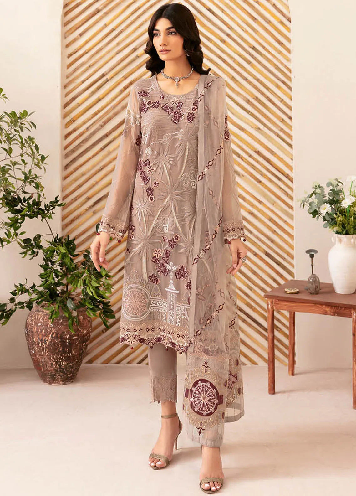 Rangoon By Ramsha Embroidered Chiffon Suit Unstitched 3 Piece RSH24R12 ...