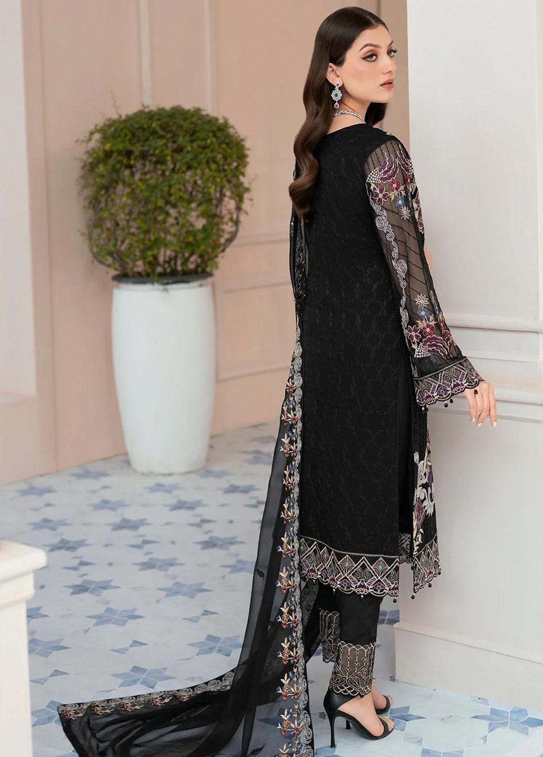 Rangoon by Ramsha Embroidered Chiffon Suits Unstitched 3 Piece RSH22-R9 D-906 - Luxury Collection