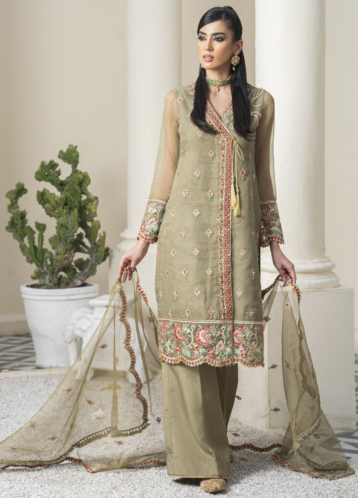Rangreza By Aroshi Embroidered Organza Suits Unstitched 3 Piece ASH23R D-02 Sage - Luxury Collection