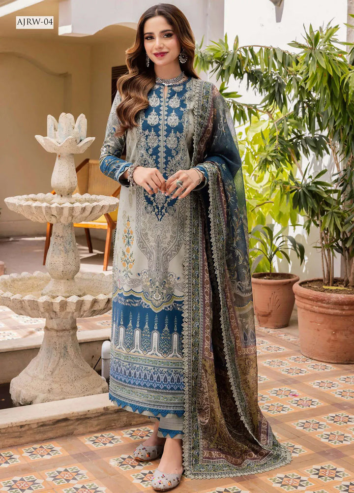 Rania By Asim Jofa Embroidered Cotton Unstitched Suit 3 Piece AJ23RN AJRW-04 - Winter Collection