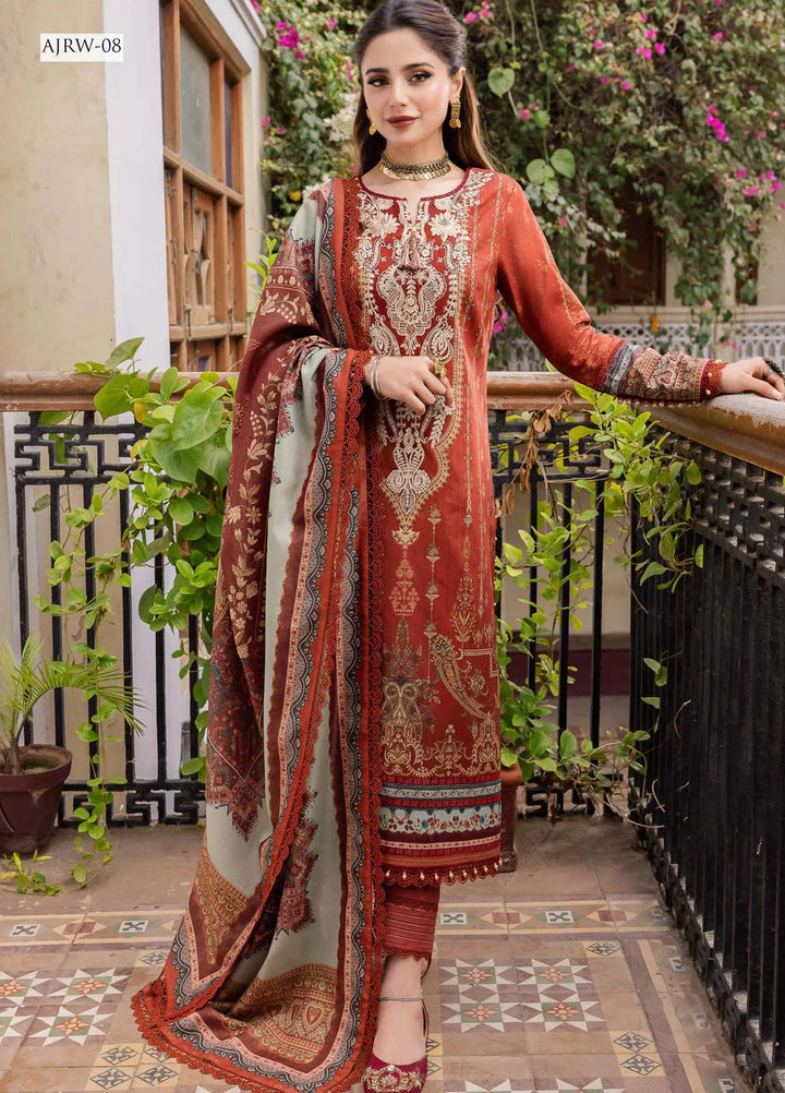 Rania By Asim Jofa Embroidered Cotton Unstitched Suit 3 Piece AJ23RN AJRW-08 - Winter Collection