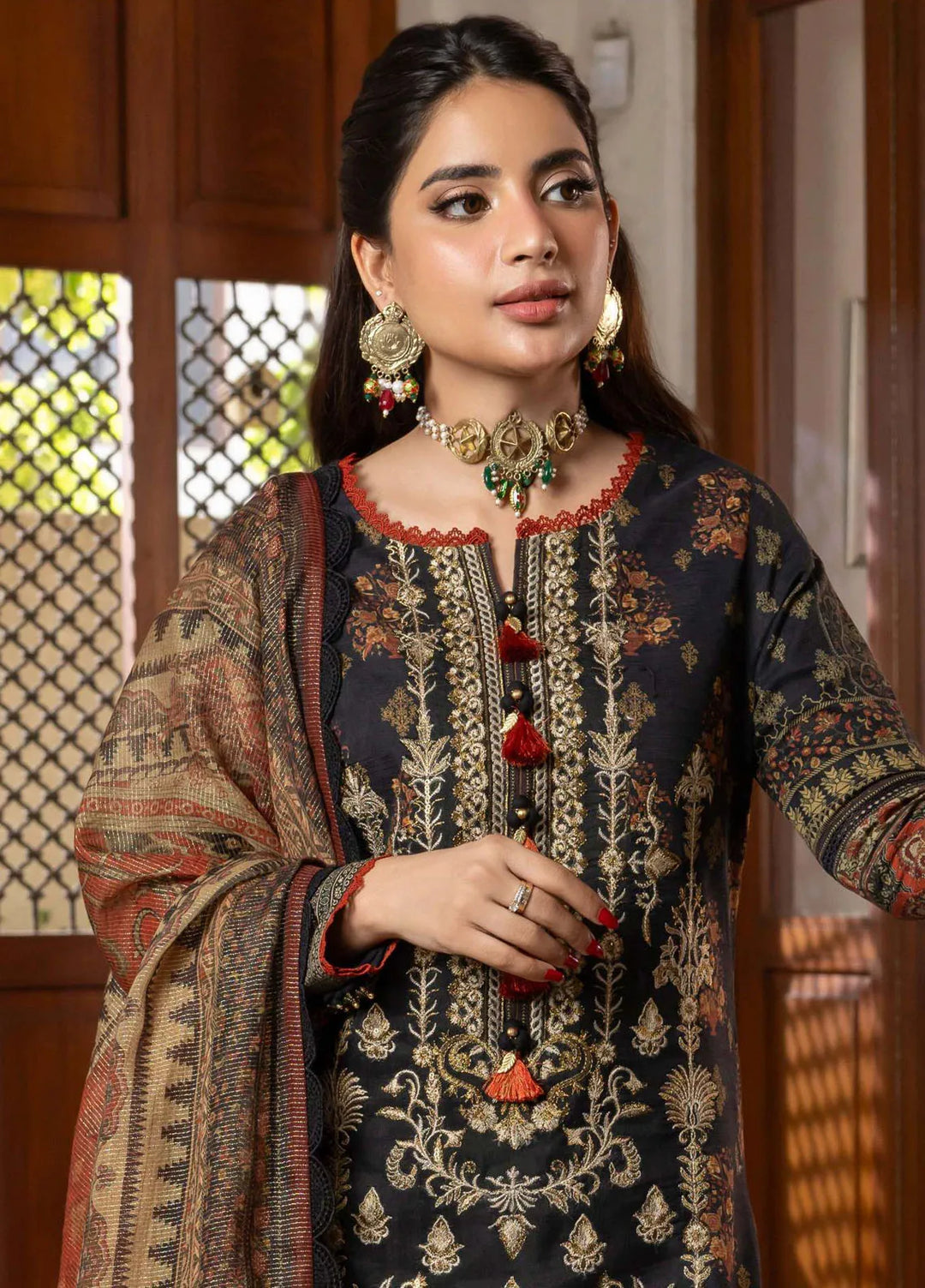 AJR Sard Shaam Embroidered Unstitched Linen Suits 3 Piece AJR25SS AJRW-10 MAHRUKH - Winter Collection