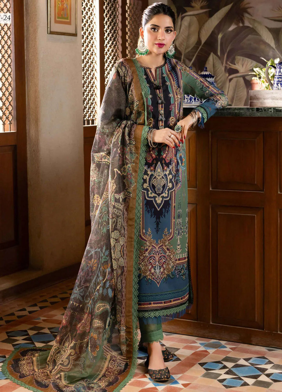 Rania By Asim Jofa Printed Cotton Unstitched Suit 3 Piece AJ23RN AJRW-24 - Winter Collection