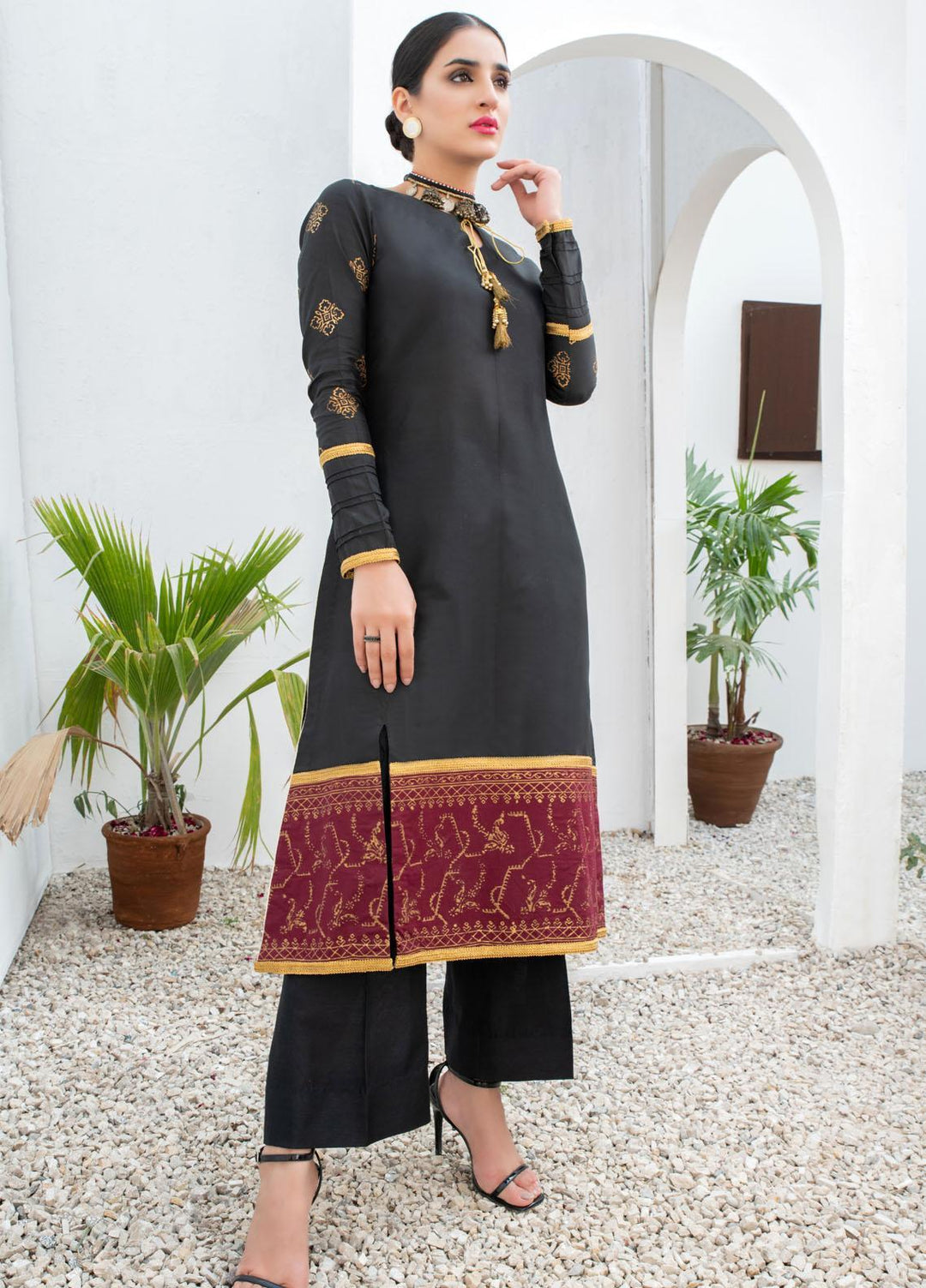 Fashion Porters Luxury Pret  Khaadi Silk 3 Piece Dress FP21RW WUS21-RS3V