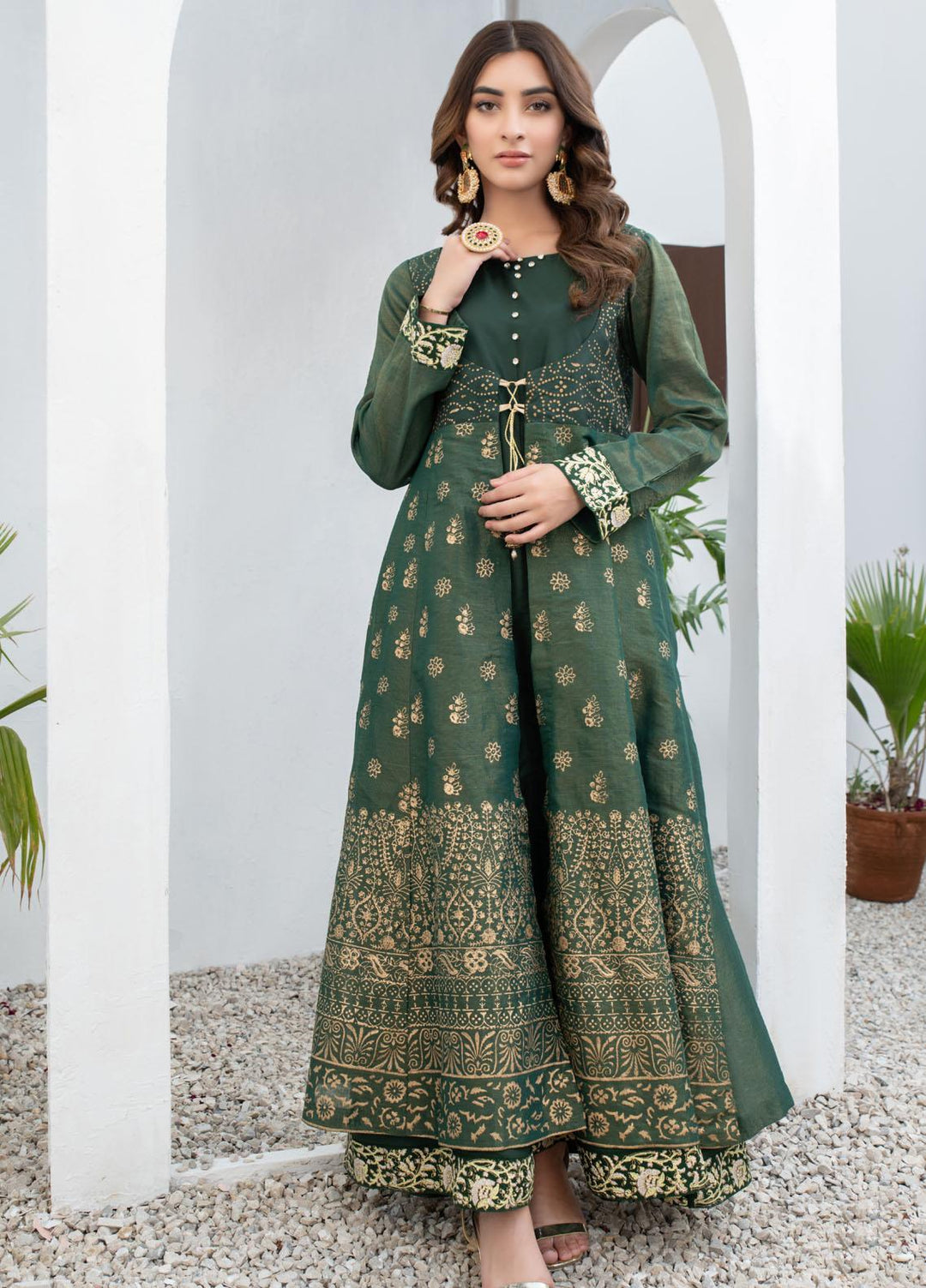 Fashion Porters Luxury Pret  Khaadi Zari Net 2 Piece Dress FP21RW WUS21-RS7