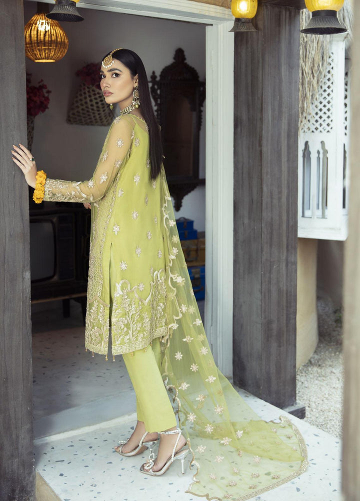 Rawayat by Zainab Manan Embroidered Net Suits Unstitched 3 Piece ZNM22RW ZM-02 Pear Lime - Luxury Festive Collection