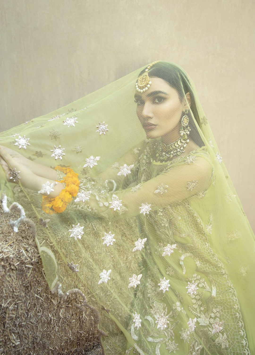 Rawayat by Zainab Manan Embroidered Net Suits Unstitched 3 Piece ZNM22RW ZM-02 Pear Lime - Luxury Festive Collection