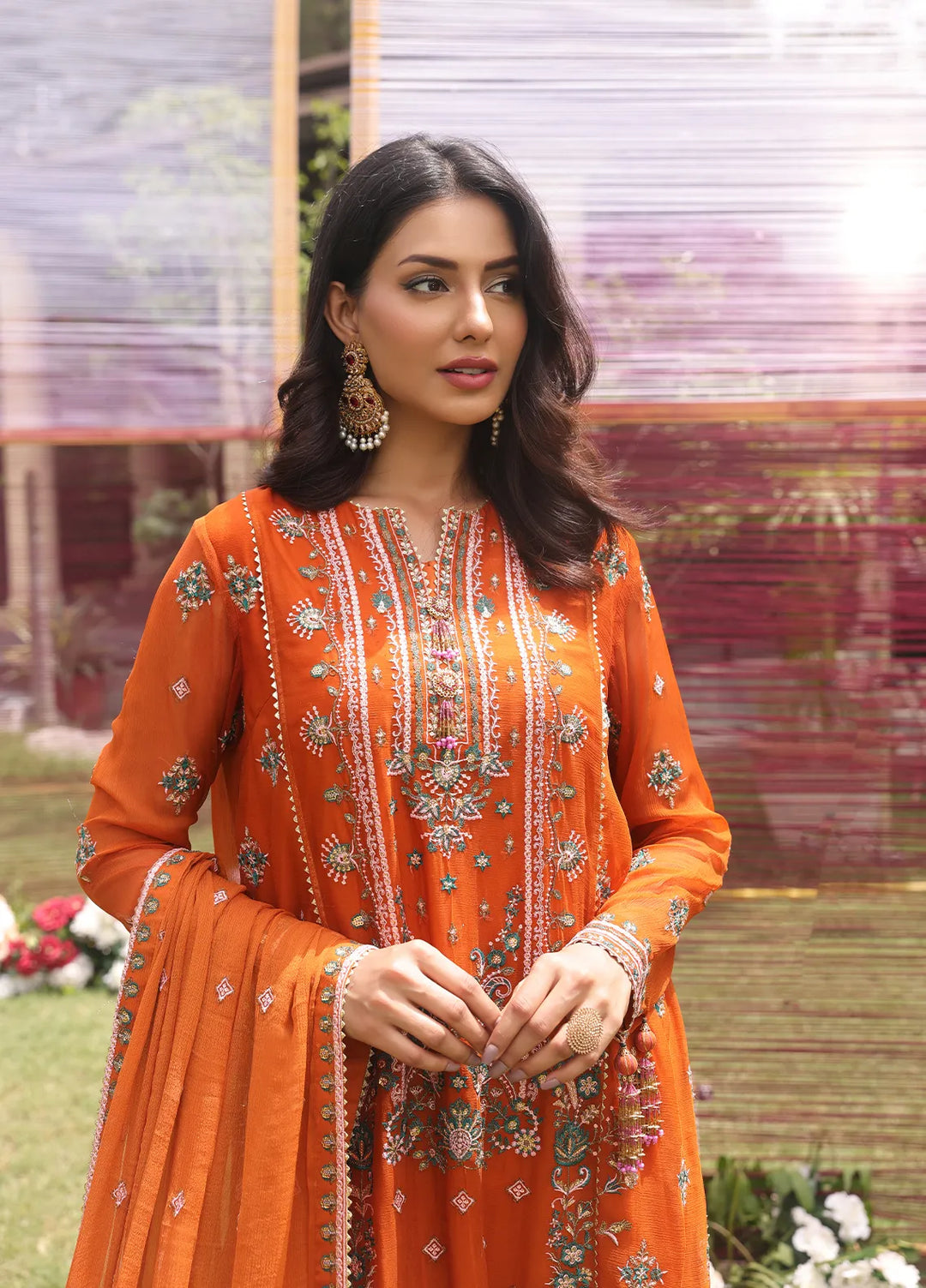 Raya By Salitex Embroidered Chiffon Suit Unstitched 3 Piece UNW24CH007UT - Festive Collection