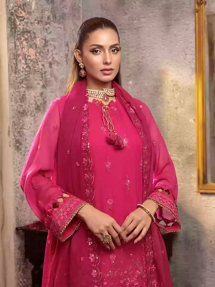 Salitex Unstitched Embroidered Chiffon 3 Piece Suit SUNW7CH096UT - Festive Collection