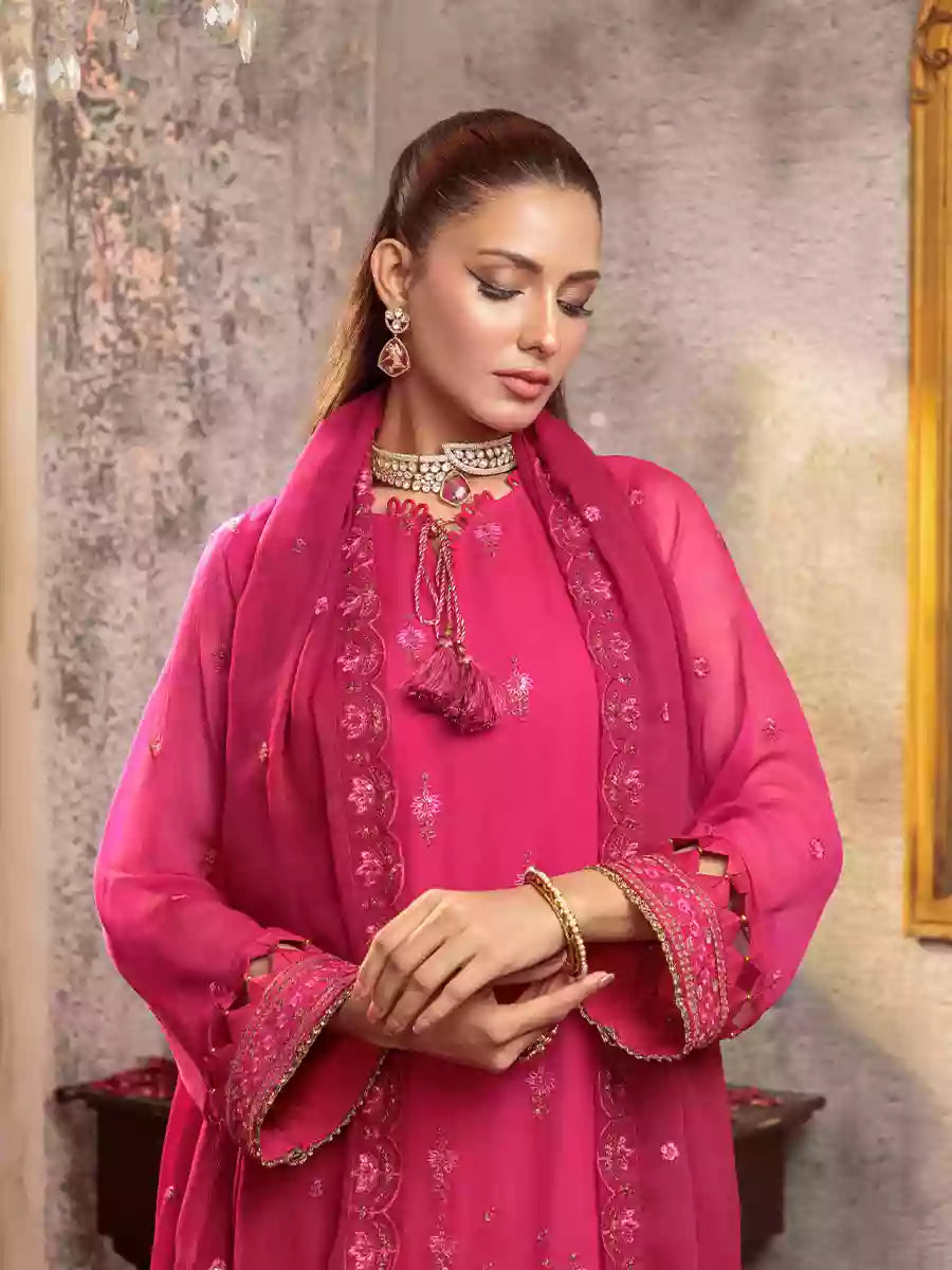 Salitex Unstitched Embroidered Chiffon 3 Piece Suit SUNW7CH096UT - Festive Collection