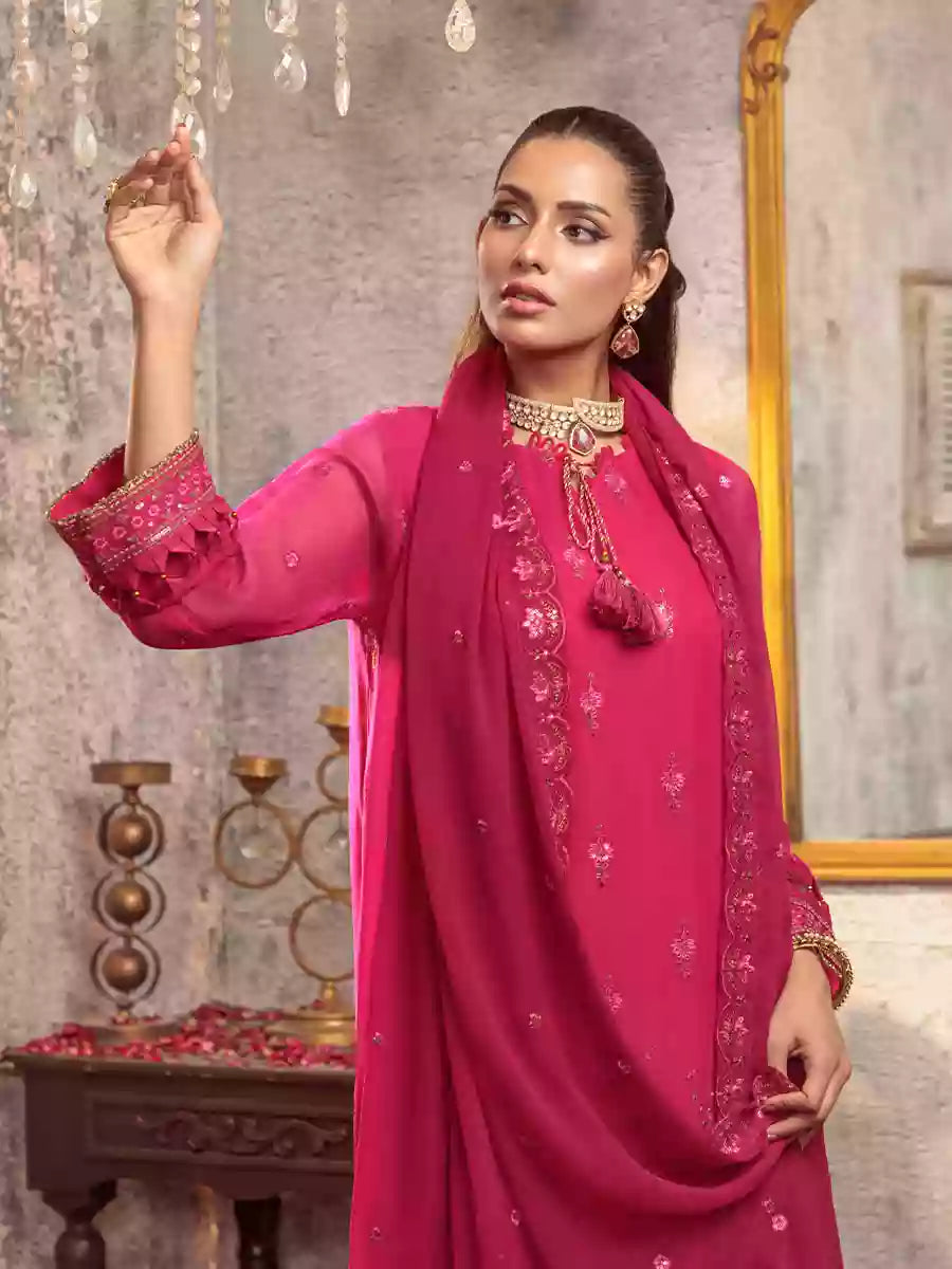 Salitex Unstitched Embroidered Chiffon 3 Piece Suit SUNW7CH096UT - Festive Collection
