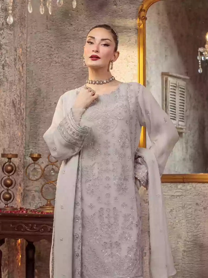 Salitex Unstitched Embroidered Chiffon 3 Piece Suit SUNW7CH095UT - Festive Collection