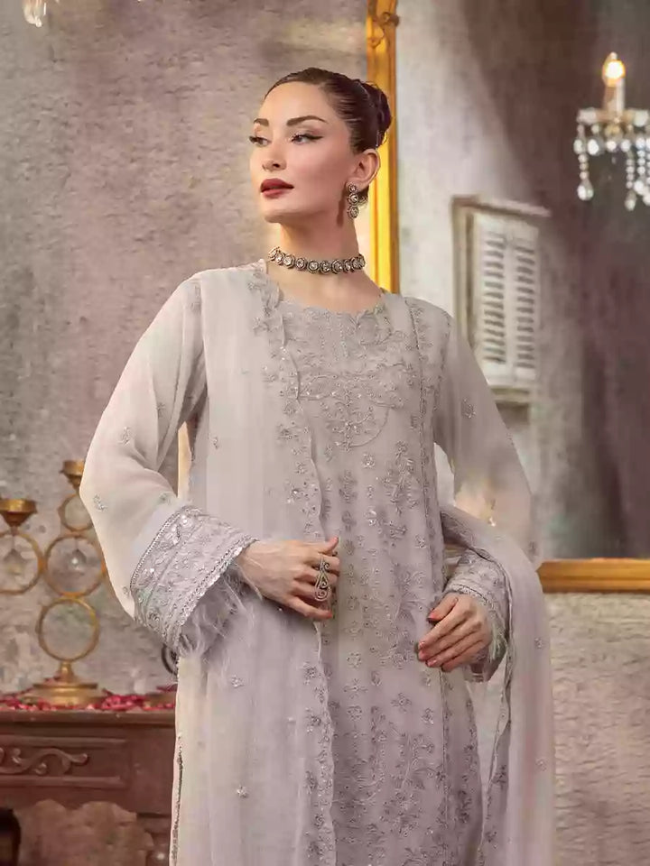 Salitex Unstitched Embroidered Chiffon 3 Piece Suit SUNW7CH095UT - Festive Collection