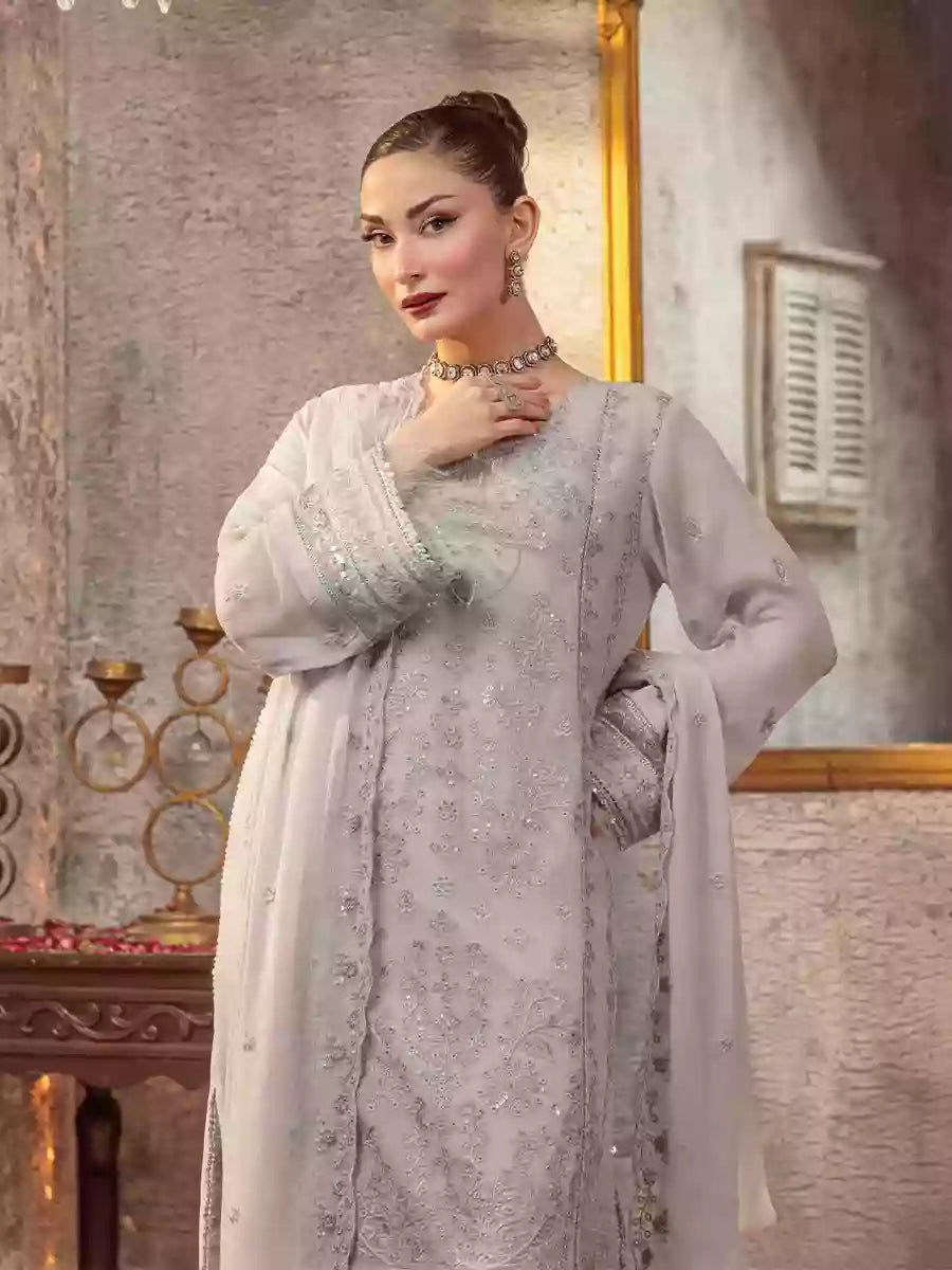 Salitex Unstitched Embroidered Chiffon 3 Piece Suit SUNW7CH095UT - Festive Collection