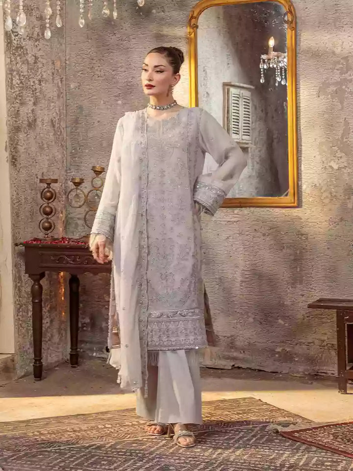 Salitex Unstitched Embroidered Chiffon 3 Piece Suit SUNW7CH095UT - Festive Collection