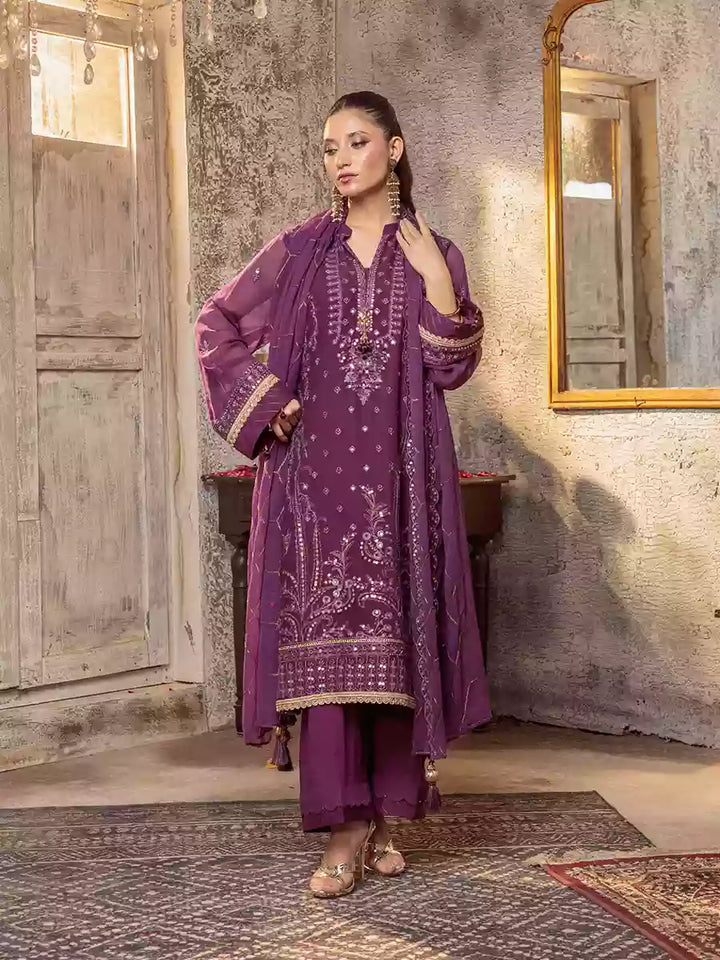 Salitex Unstitched Embroidered Chiffon 3 Piece Suit SUNW7CH092UT - Festive Collection
