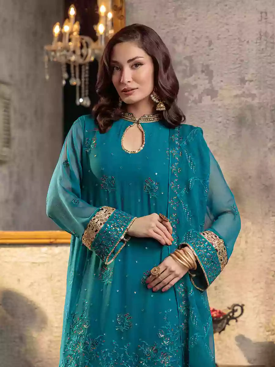 Salitex Unstitched Embroidered Chiffon 3 Piece Suit SUNW7CH090UT - Festive Collection