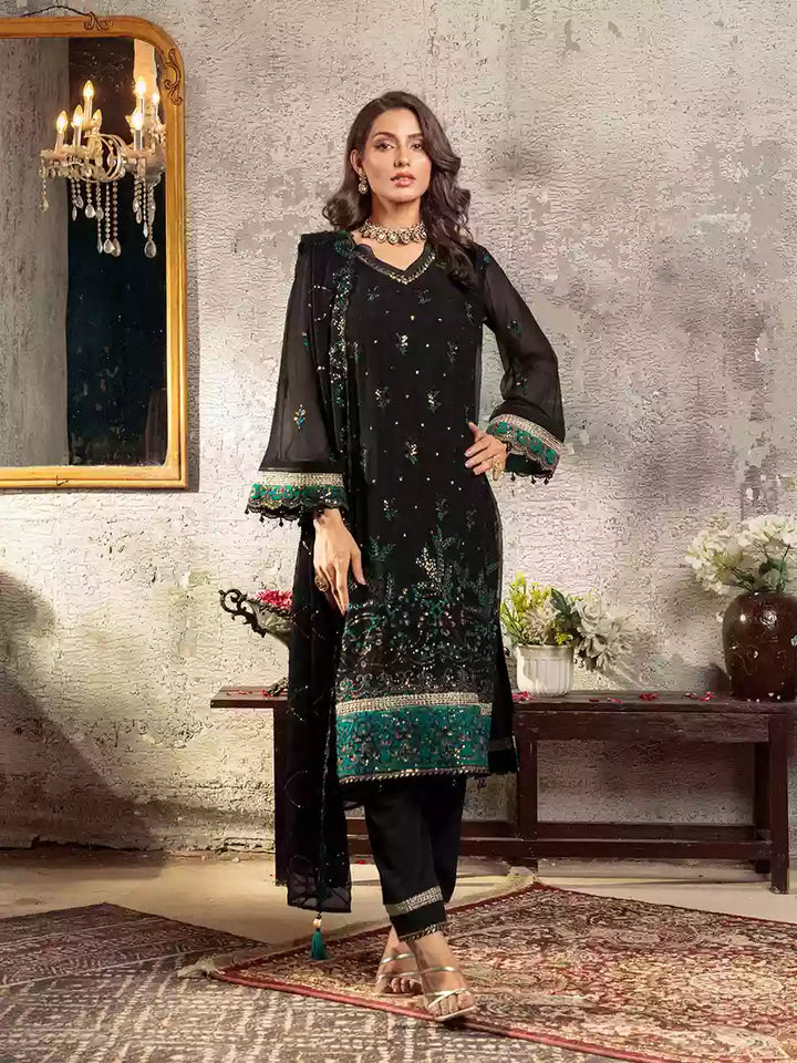 Salitex Unstitched Embroidered Chiffon 3 Piece Suit SUNW7CH083UT - Festive Collection