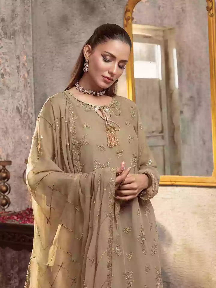 Salitex Unstitched Embroidered Chiffon 3 Piece Suit SUNW7CH078UT - Festive Collection