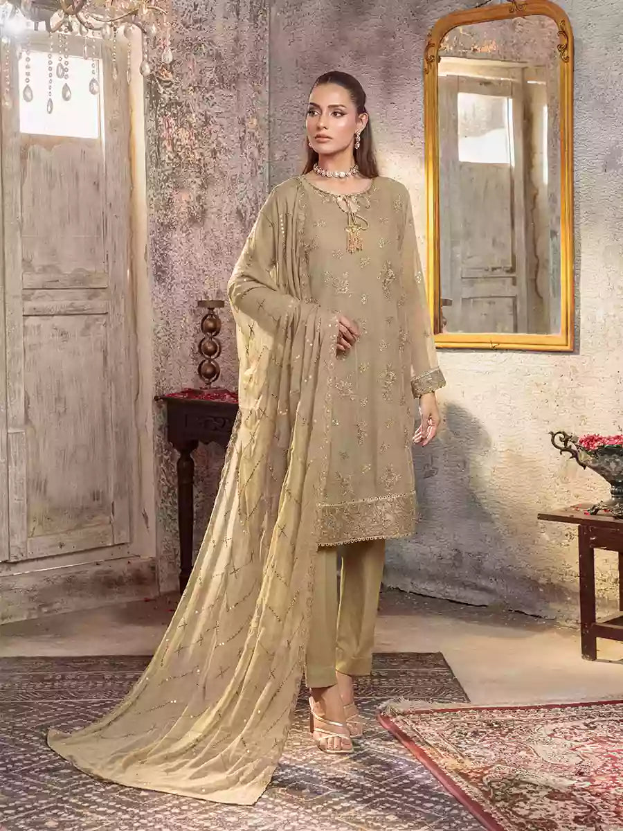 Salitex Unstitched Embroidered Chiffon 3 Piece Suit SUNW7CH078UT - Festive Collection