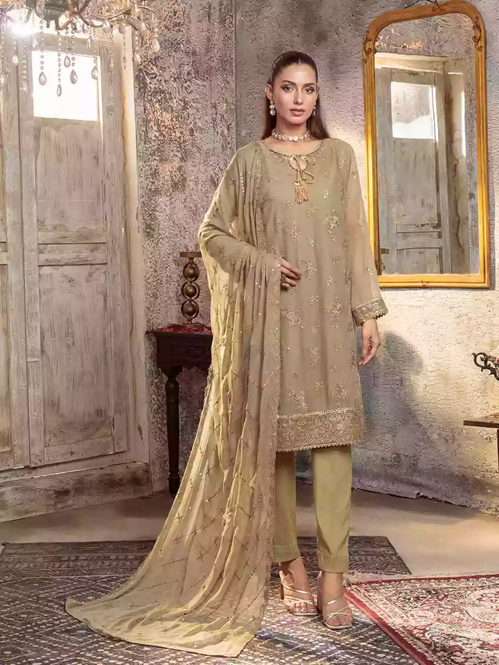 Salitex Unstitched Embroidered Chiffon 3 Piece Suit SUNW7CH078UT - Festive Collection