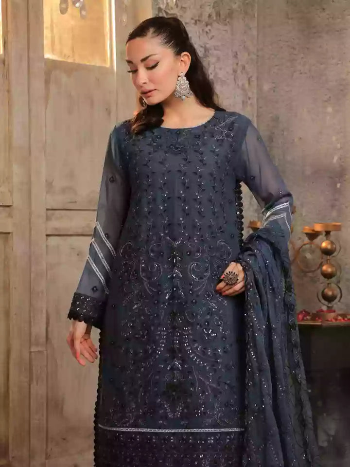Salitex Unstitched Embroidered Chiffon 3 Piece Suit SUNW7CH074UT - Festive Collection