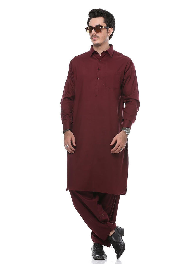 Real Image Wash N Wear Formal Kurta Shalwar for Men -  P-51Sh Maroon