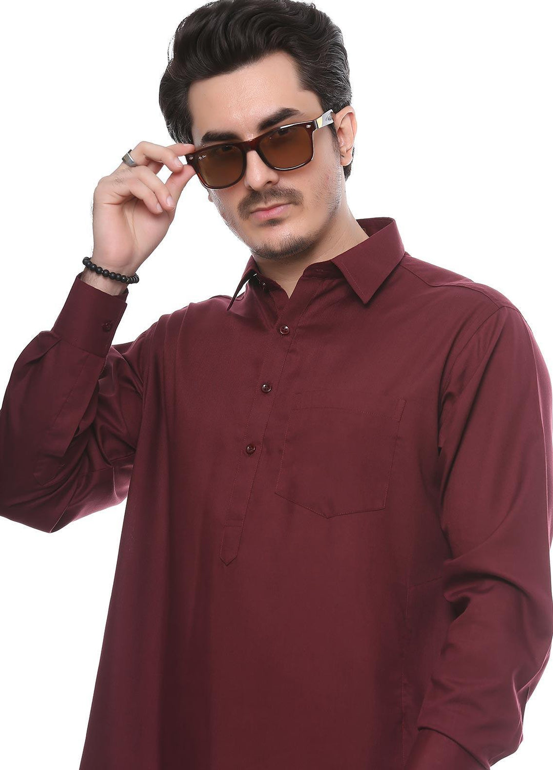 Real Image Wash N Wear Formal Kurta Shalwar for Men -  P-51Sh Maroon