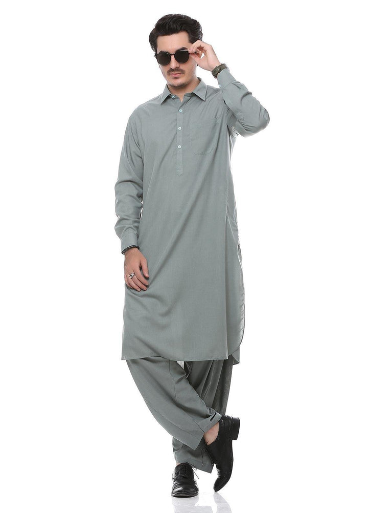 Real Image Wash N Wear Formal Kurta Shalwar for Men -  P-52Green