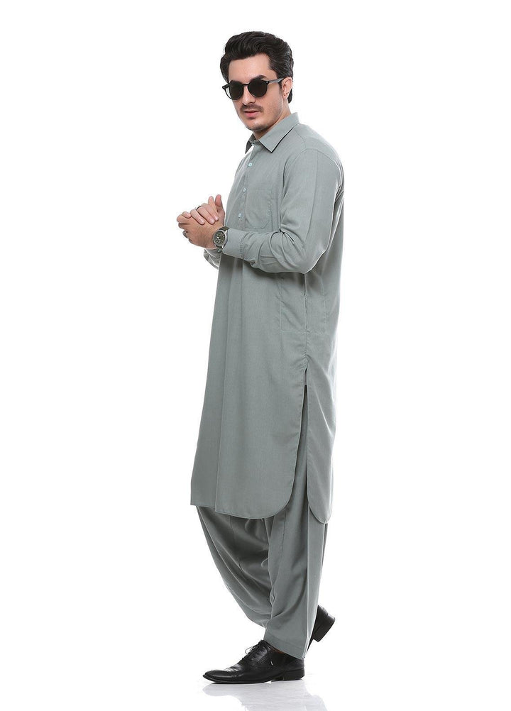 Real Image Wash N Wear Formal Kurta Shalwar for Men -  P-52Green
