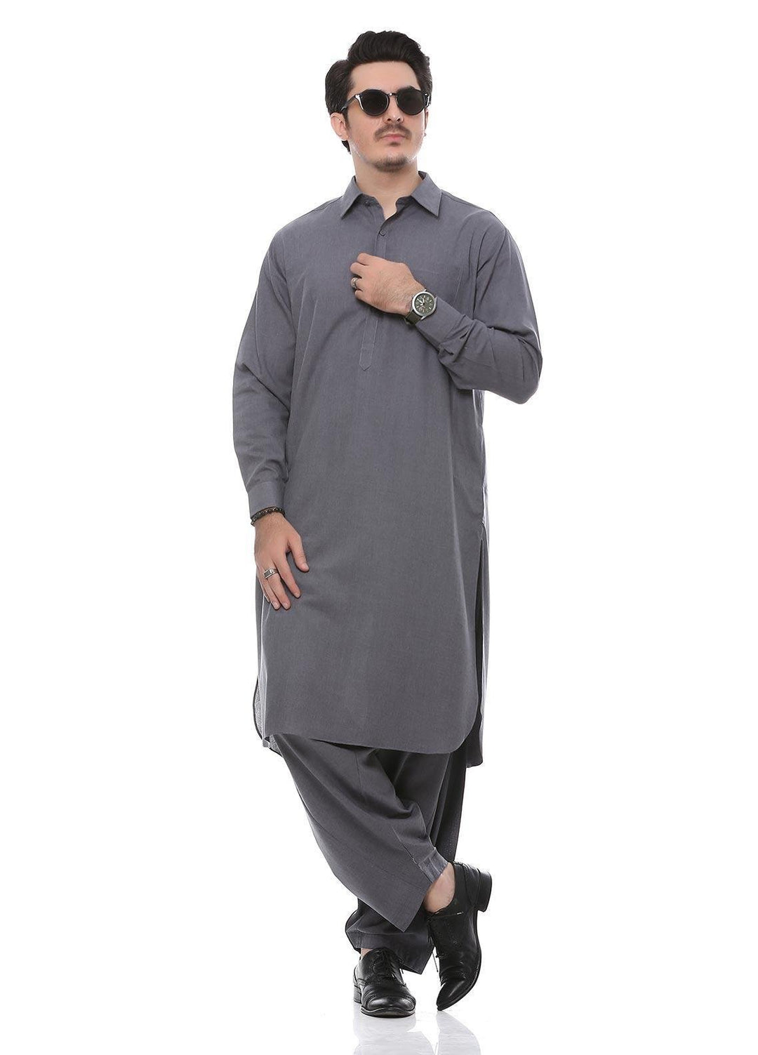 Real Image Wash N Wear Formal Men Kurta Shalwar -  P-52Grey