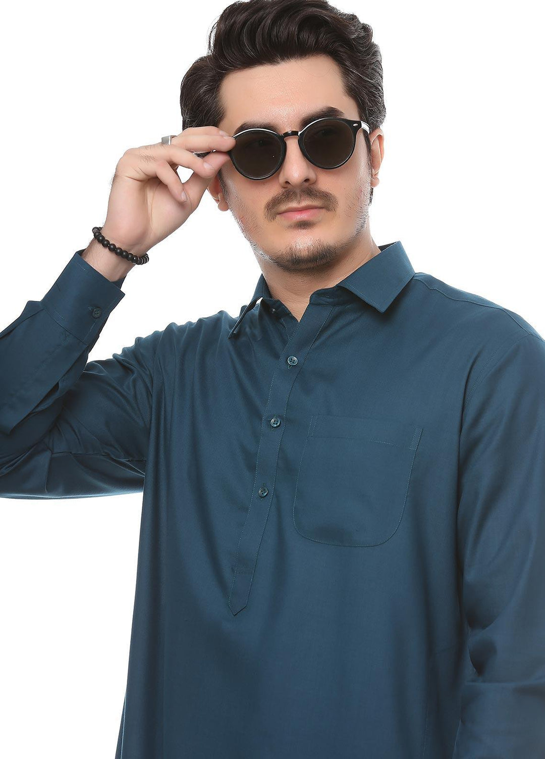 Real Image Wash N Wear Formal Kurta Shalwar for Men -  P-51Sh S-Green