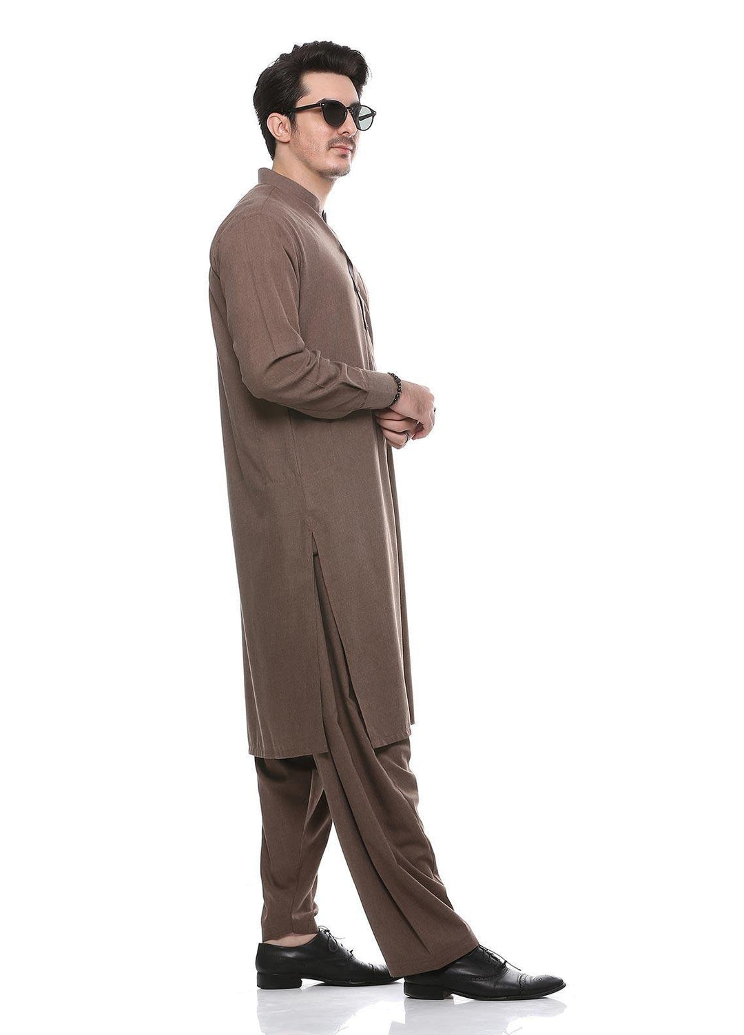 Real Image Wash N Wear Formal Kurta Shalwar for Men -  P-52Sc Brown