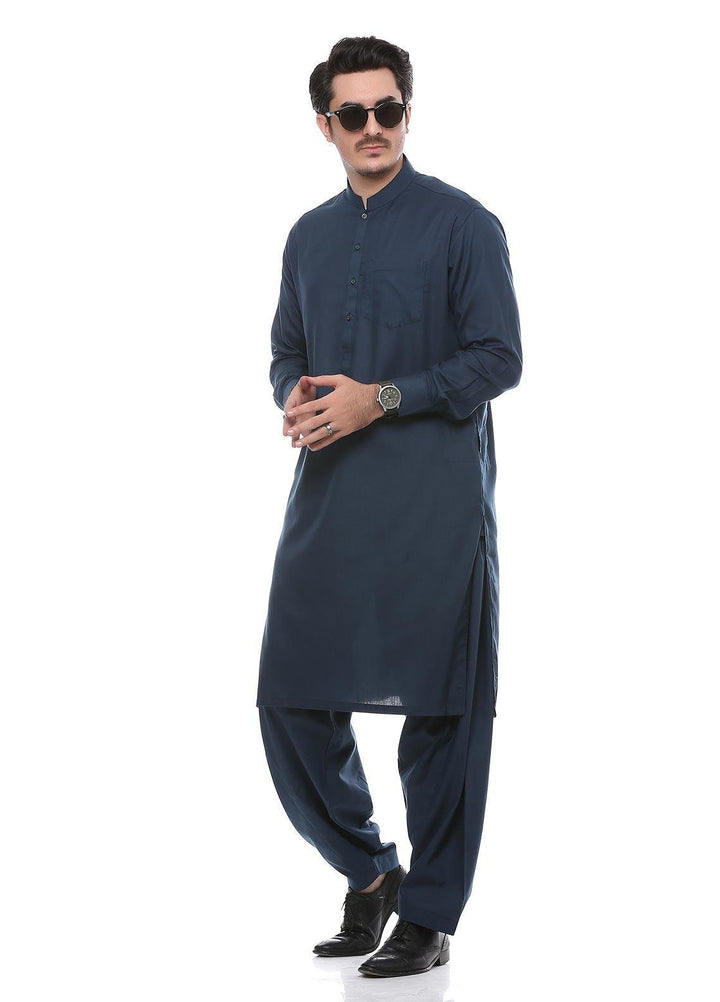 Real Image Wash N Wear Formal Men Kurta Shalwar -  P-51Sc Blue
