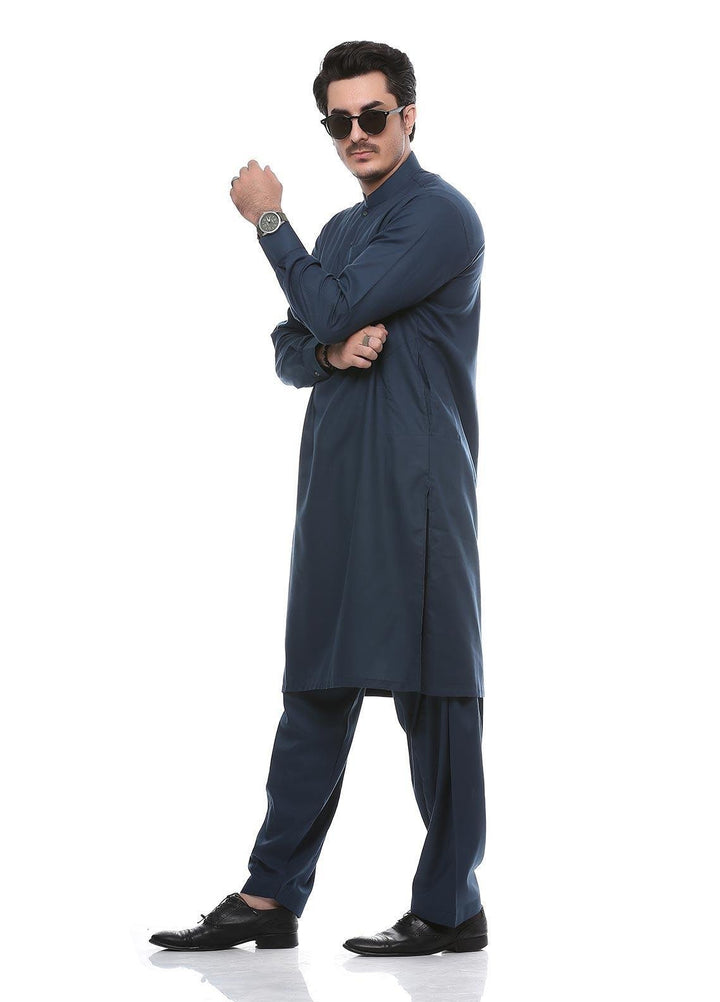 Real Image Wash N Wear Formal Men Kurta Shalwar -  P-51Sc Blue