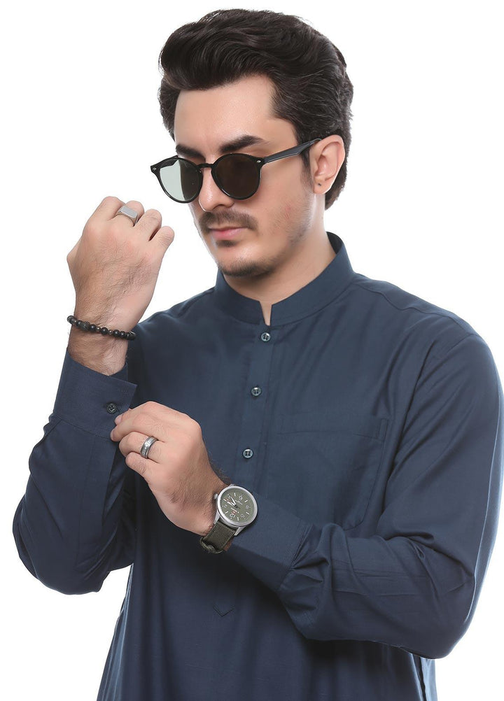 Real Image Wash N Wear Formal Men Kurta Shalwar -  P-51Sc Blue