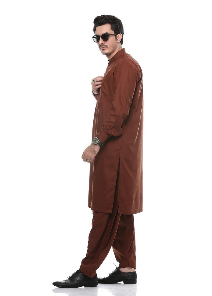 Real Image Wash N Wear Formal Kurta Shalwar for Men -  P-51Sc Copper