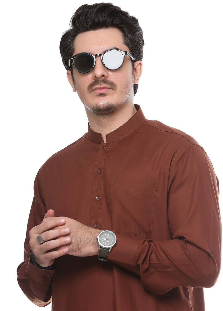 Real Image Wash N Wear Formal Kurta Shalwar for Men -  P-51Sc Copper