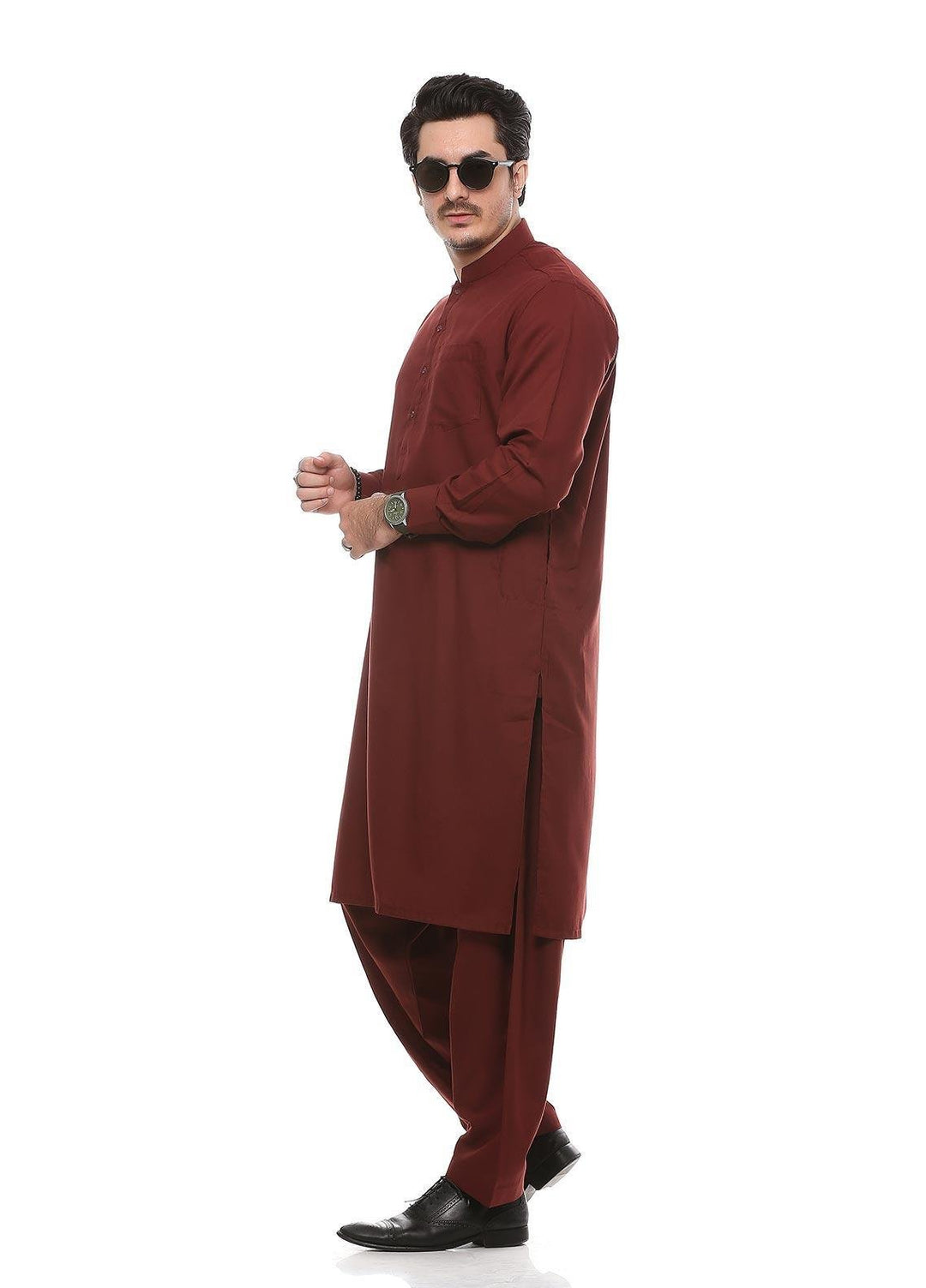 Real Image Wash N Wear Formal Men Kurta Shalwar -  P-51Sc Rust