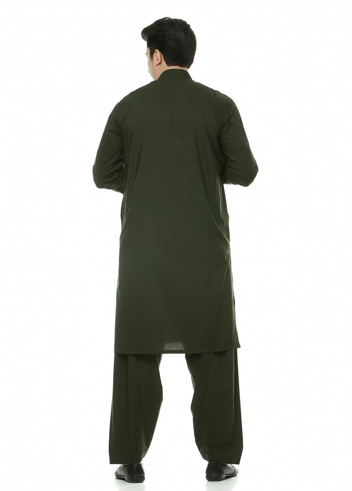 Real Image Wash N Wear Formal Kurta Shalwar for Men -  P-48 Green
